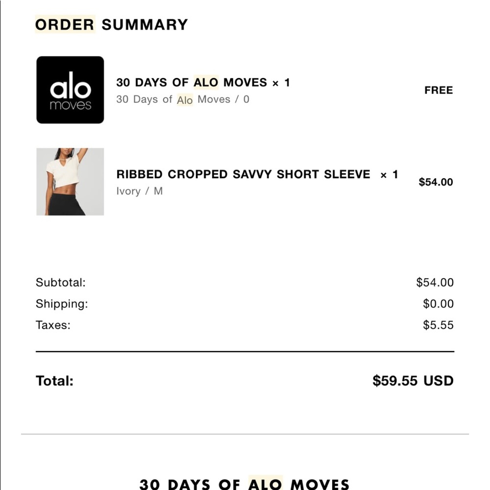 ALO Ribbed Cropped Savvy Short Sleeve M